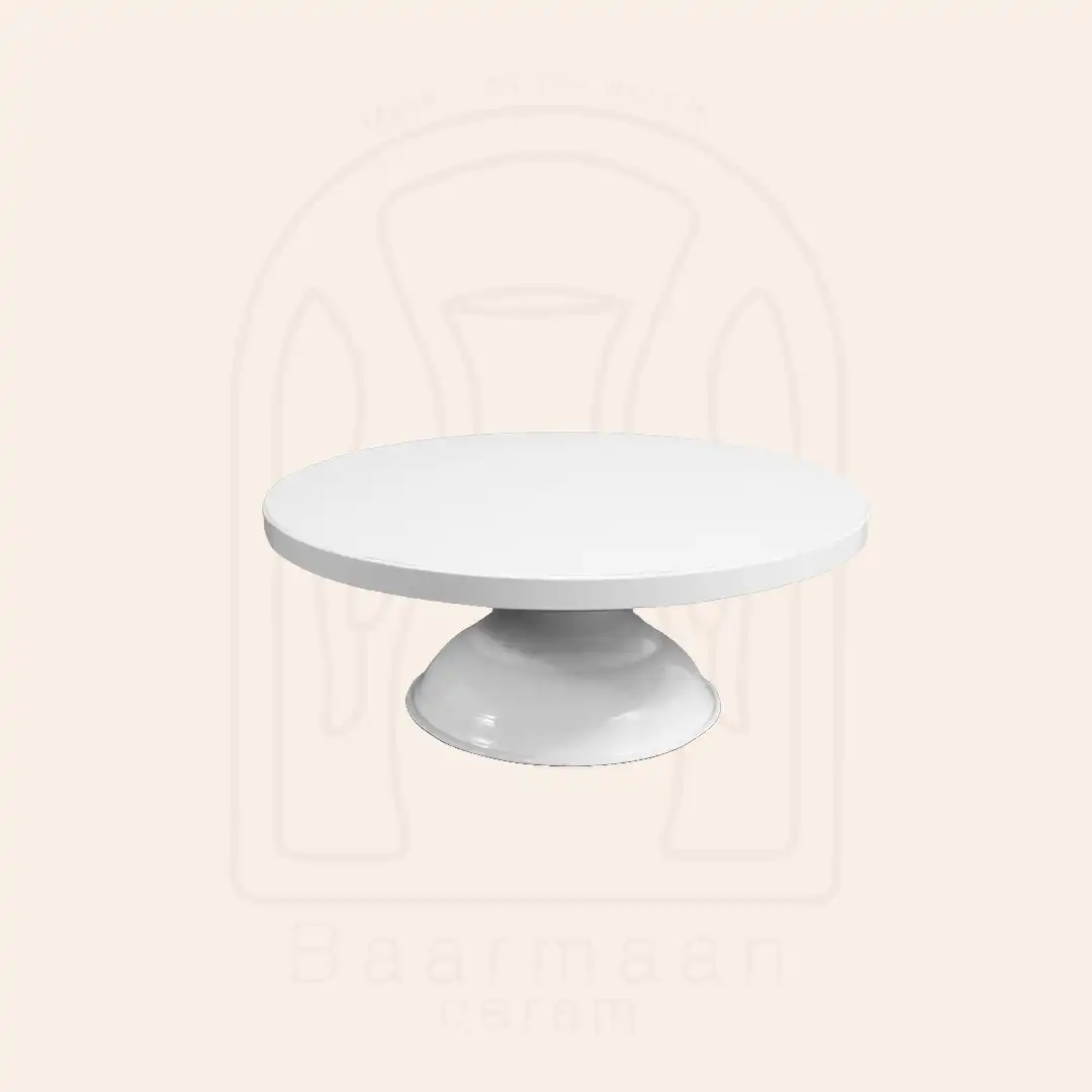 چرخ گردان MDF پایه فلزی سفید ارتفاع 12cm قطر 32cm