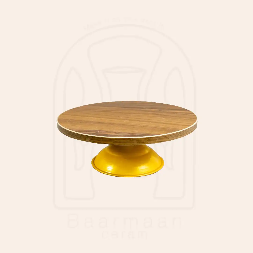 چرخ گردان MDF پایه فلزی طرح چوب ارتفاع 12cm قطر 32cm